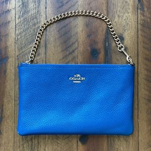 Coach leather clutch/wristlet with gold chain